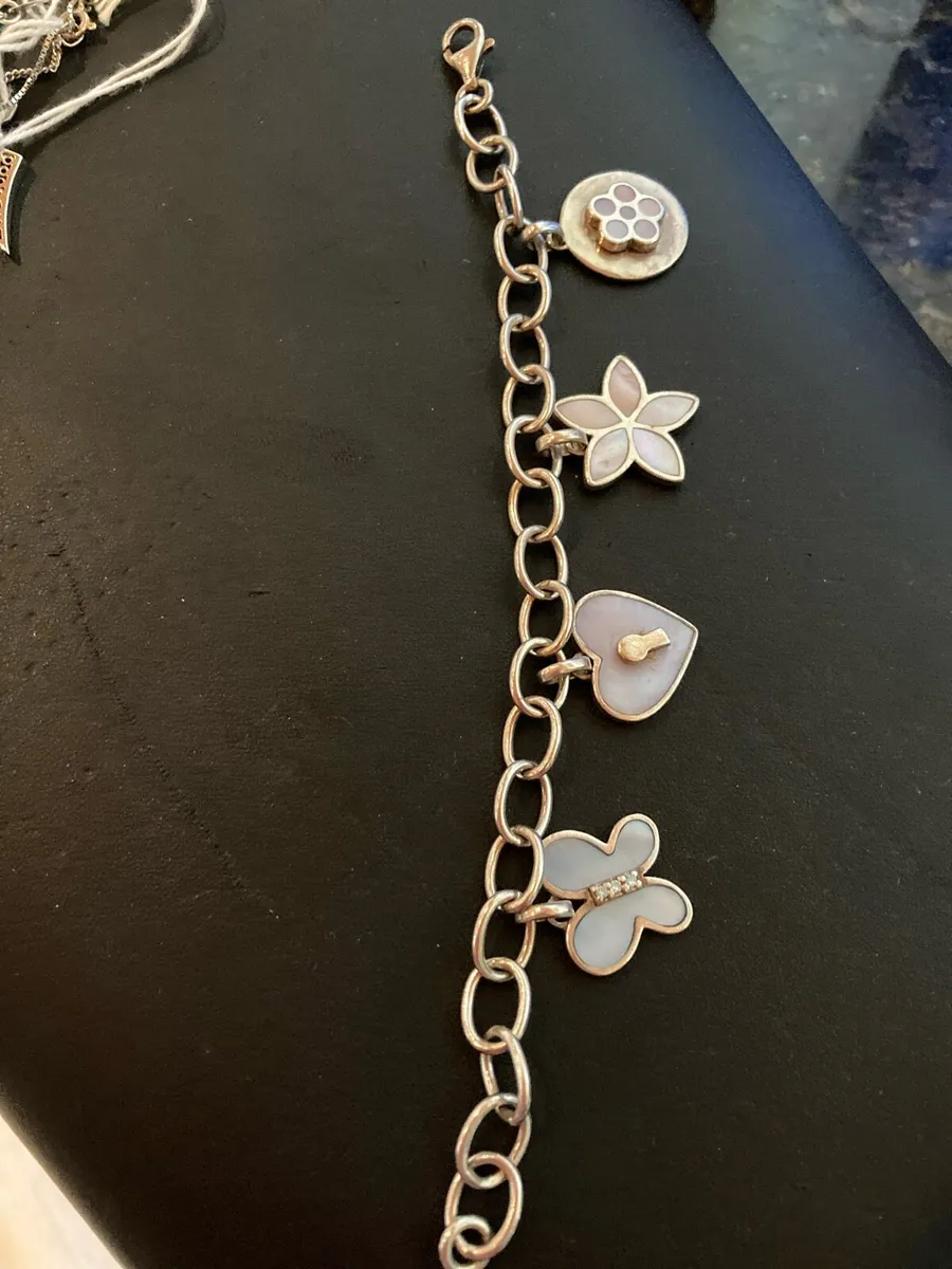 Enamel and silver charm bracelet - Image 1