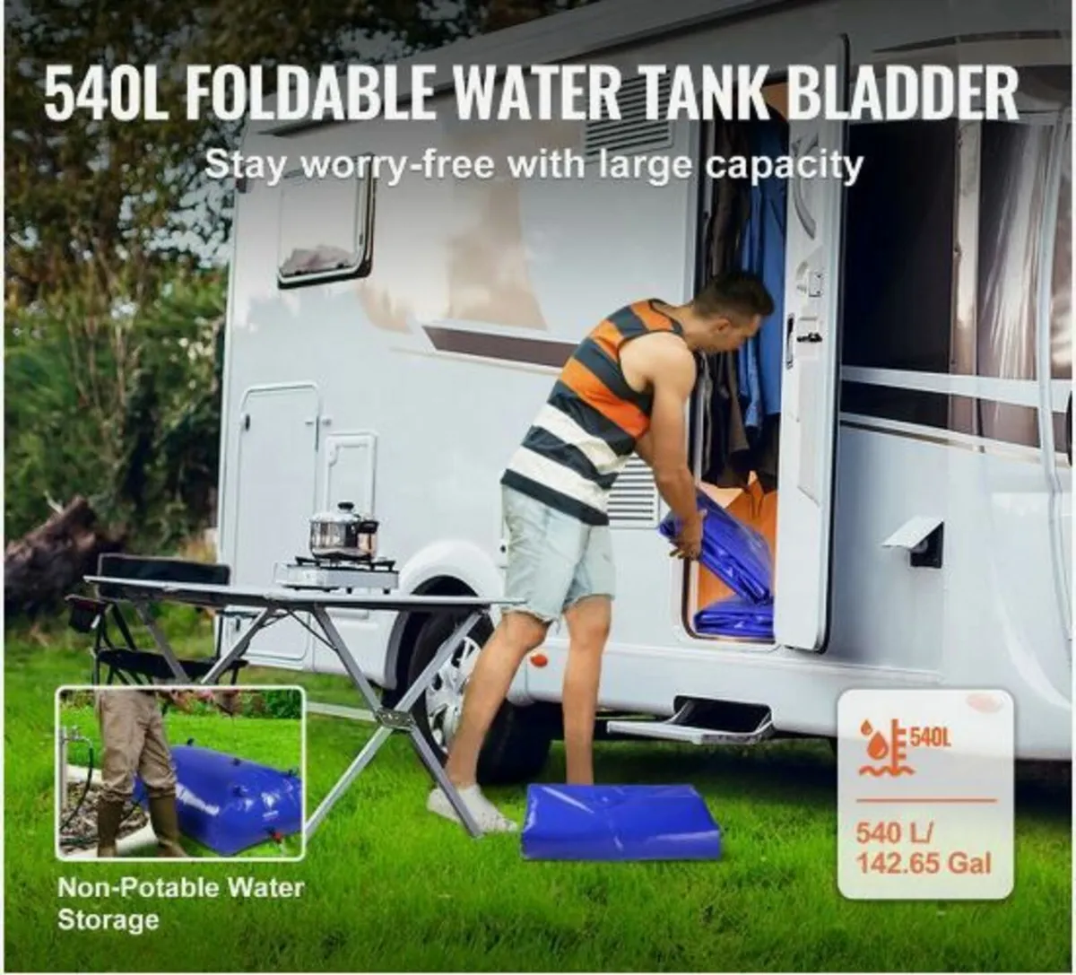 Portable Water Storage Bladder 142.7 Gal 1000D PV - Image 2