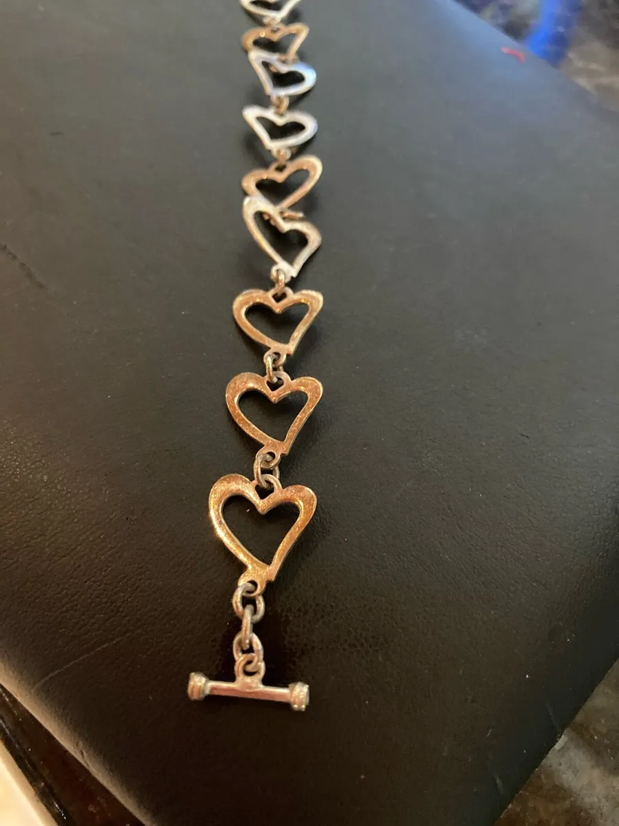 Sterling silver heart link bracelet - Image 2