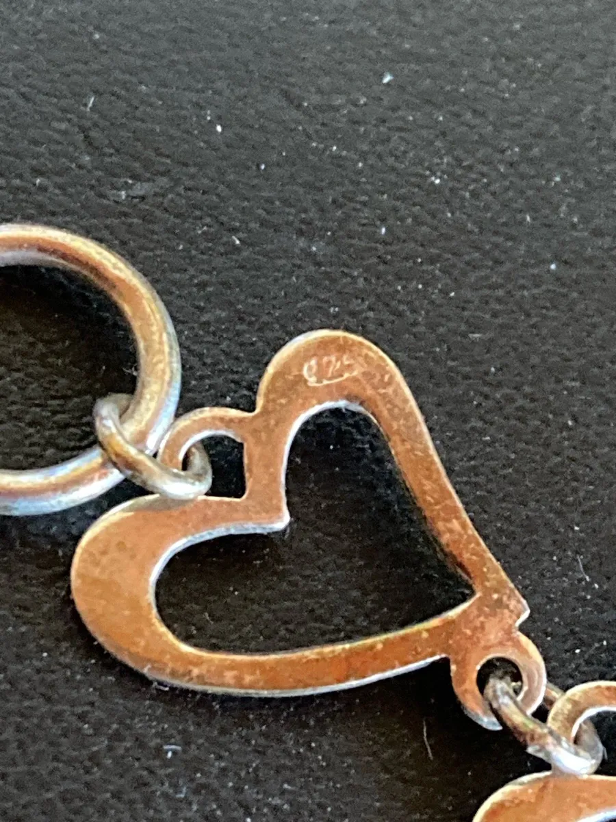 Sterling silver heart link bracelet - Image 4