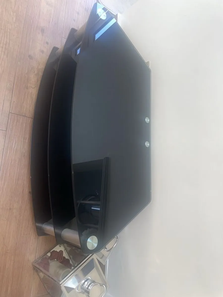 TV Stand Black Glass Like New - Image 2