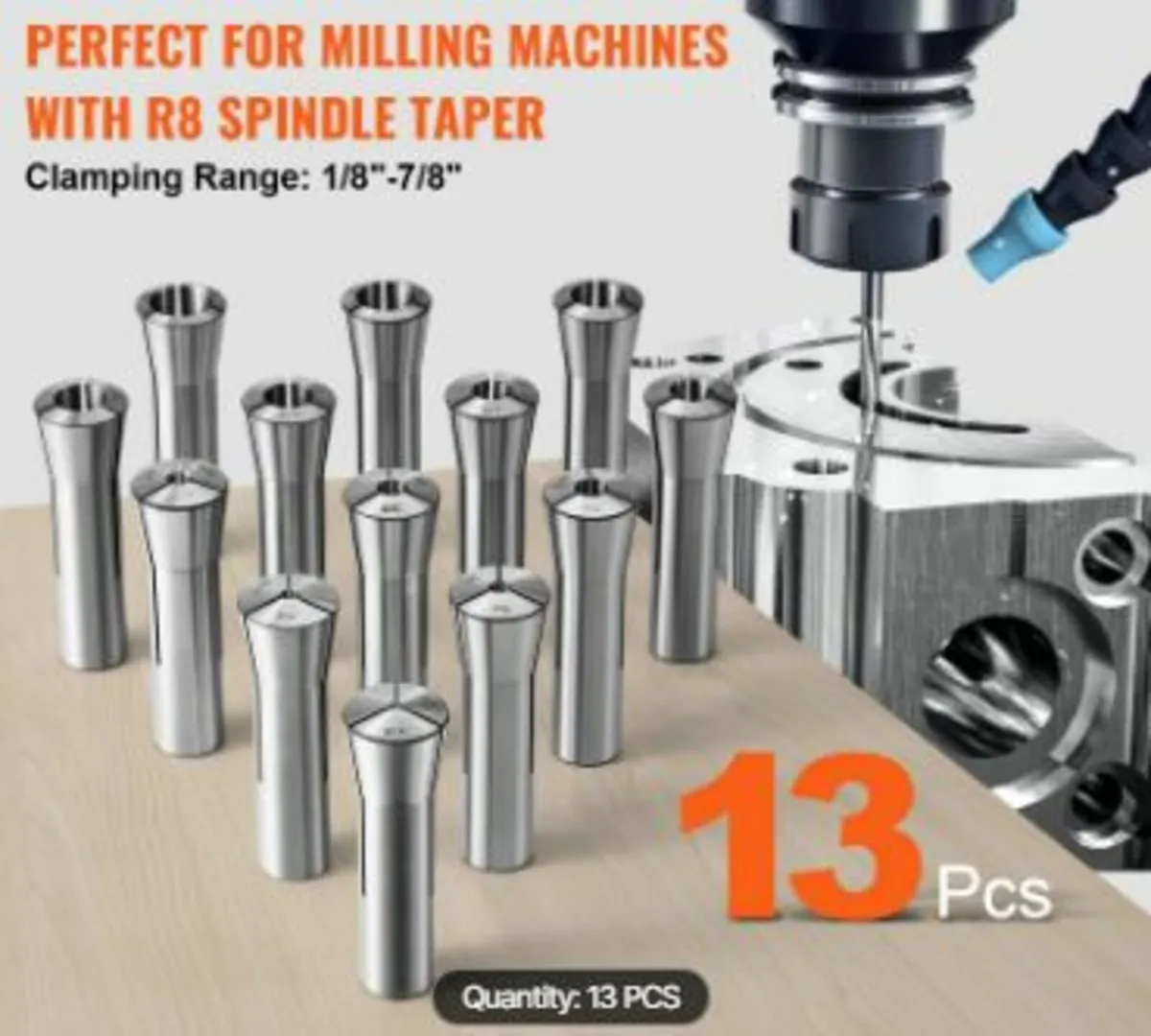 13 pcs Precision R8 Collet Set, 1/8'' - - Image 2
