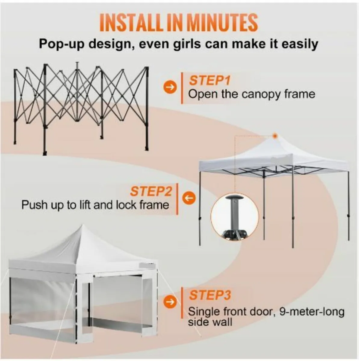 10 x 10 FT Pop Up Canopy Tent, Outdoor Patio Gazeb - Image 2