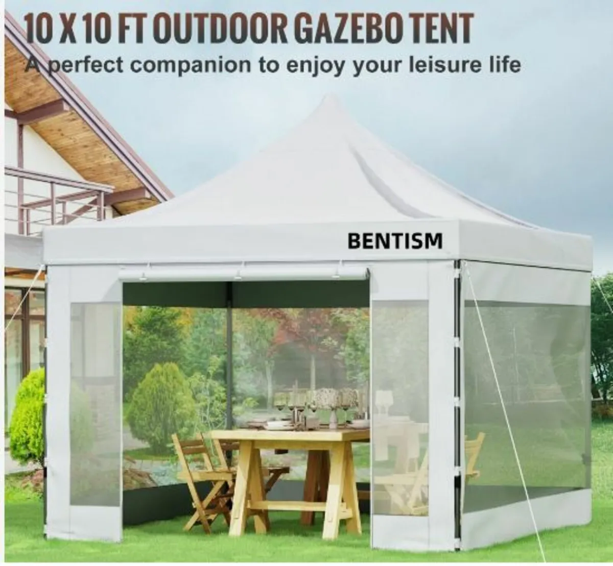 10 x 10 FT Pop Up Canopy Tent, Outdoor Patio Gazeb - Image 3