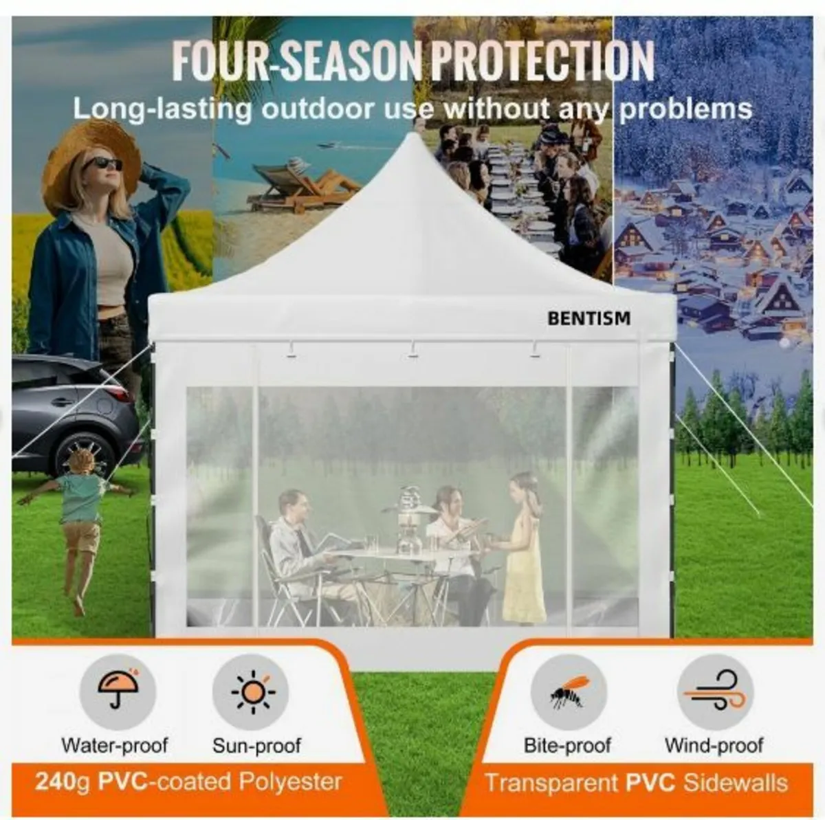 10 x 10 FT Pop Up Canopy Tent, Outdoor Patio Gazeb - Image 4