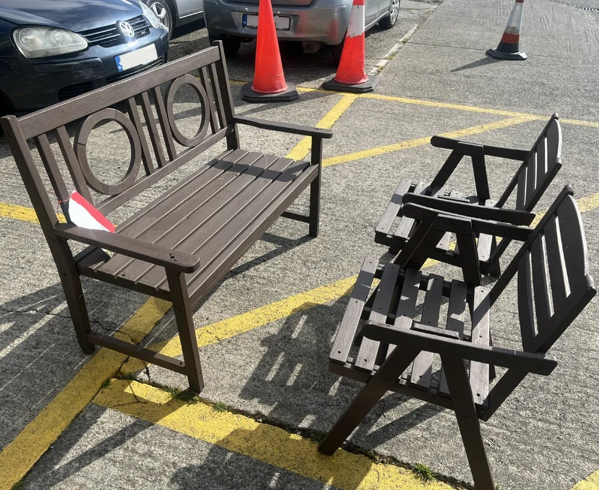3 piece Brown Wooden Garden Set - Image 1