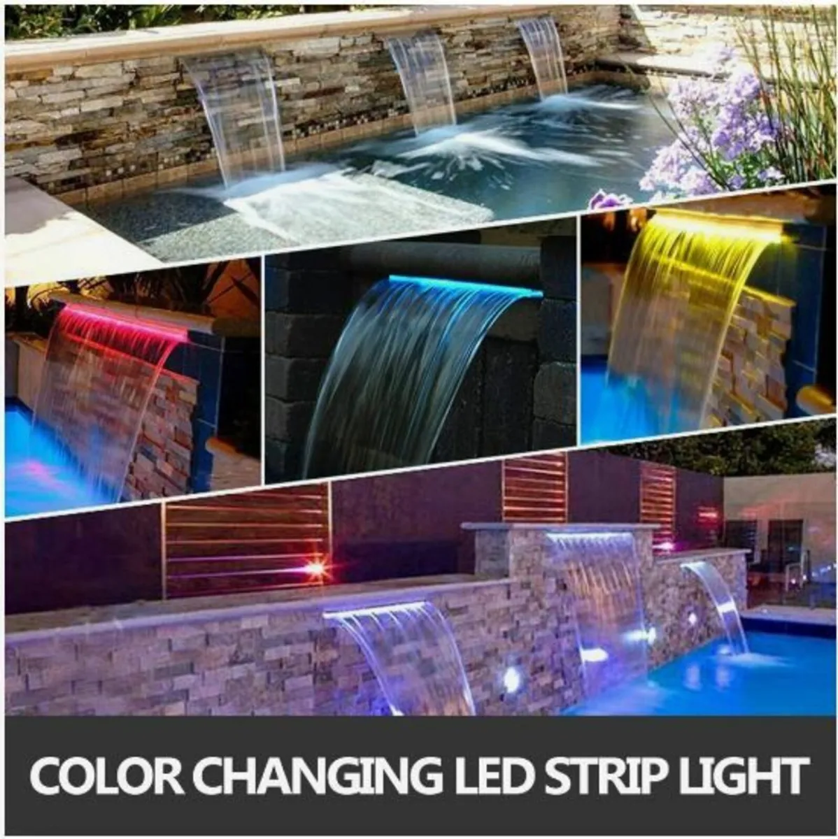 Stainless Steel Waterfall Pool Fountain - Image 3