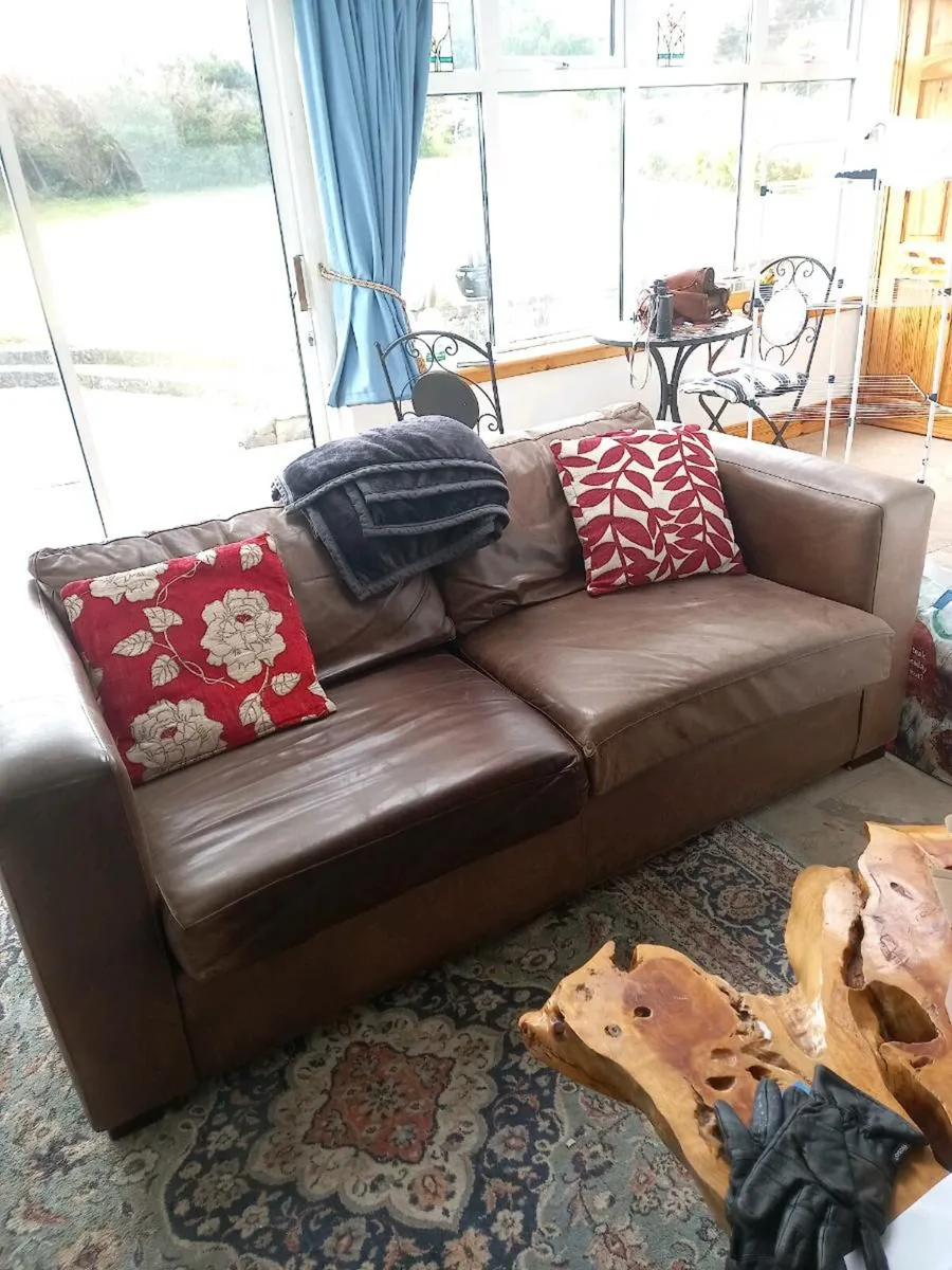 Leather double sofa bed