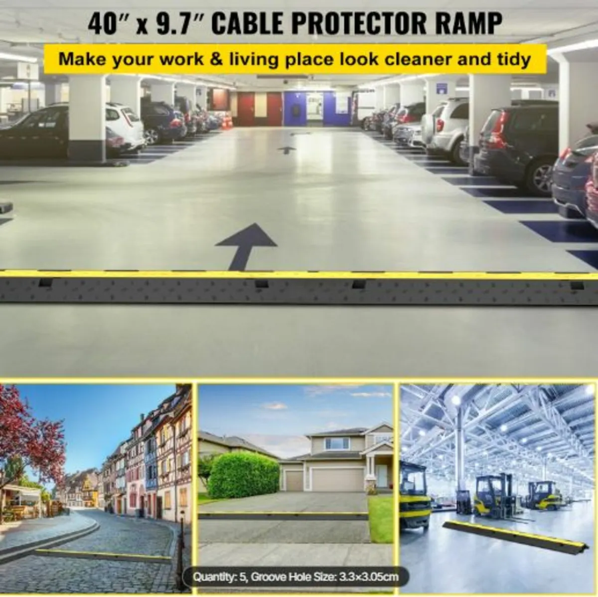 Cable Protector Ramp,5 Packs 2Channels Speed Bump - Image 2