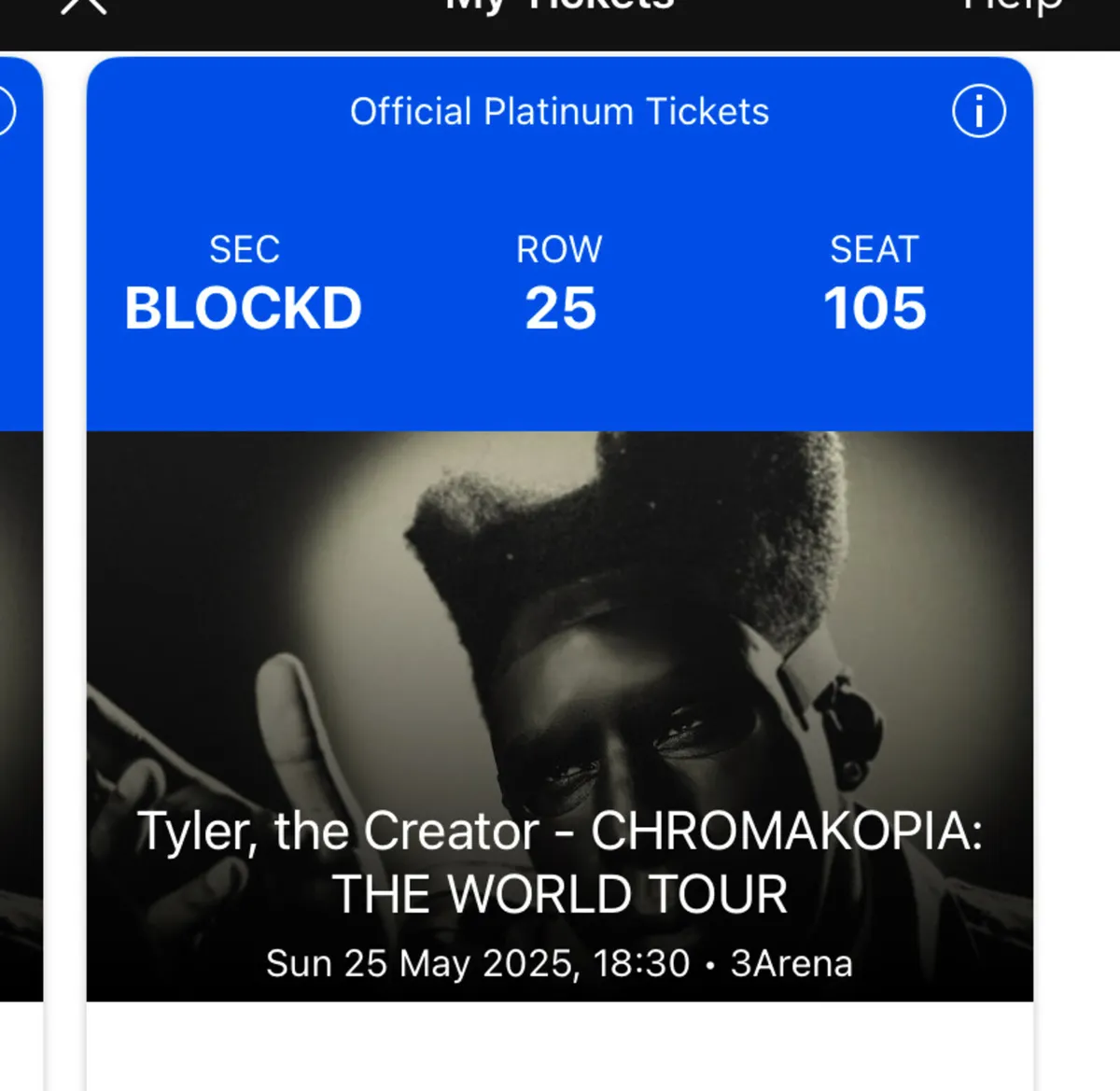 Platinum tickets Tyler the Creator Chromakopia - Image 3