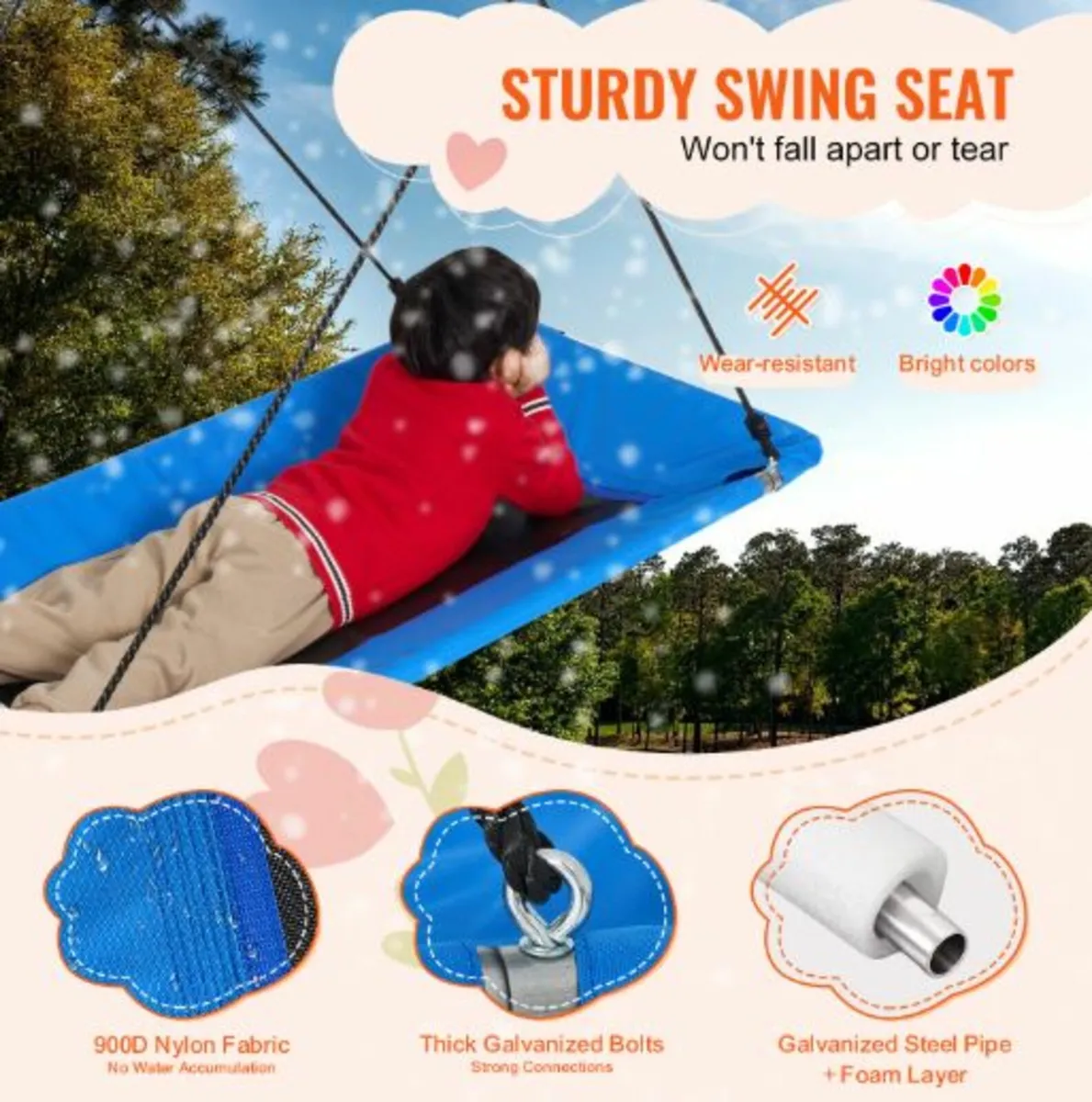 Platform Swing 60Inch Platform Tree Swing for Kids - Image 2