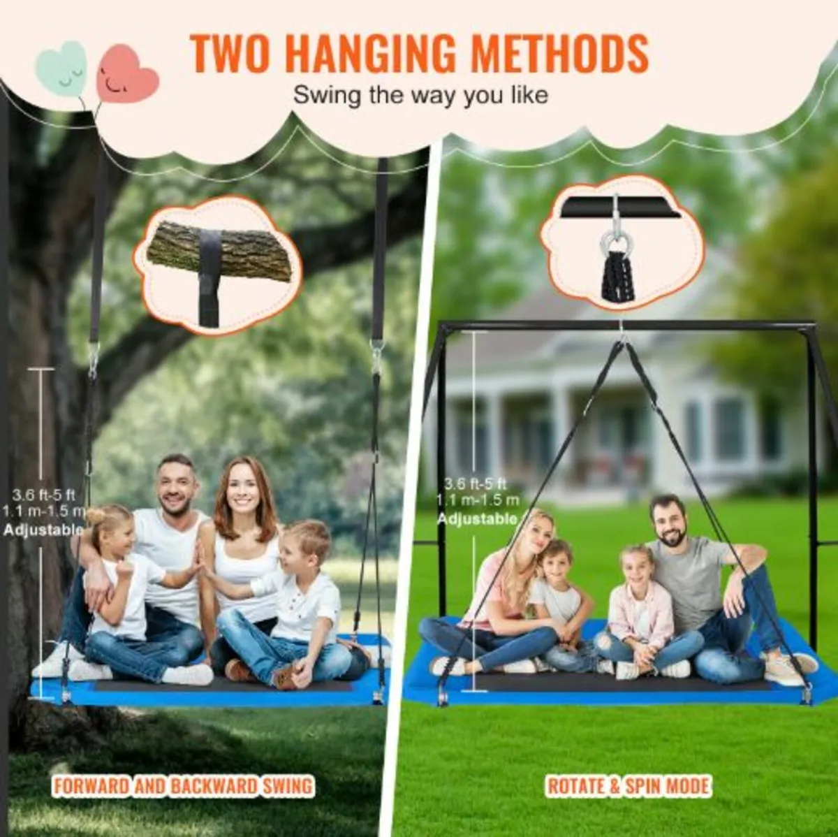 Platform Swing 60Inch Platform Tree Swing for Kids - Image 4