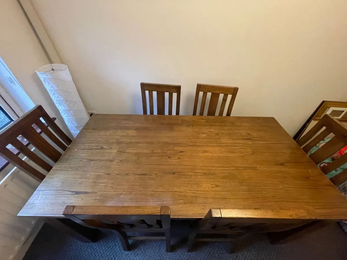 Solid Wood Dining Table & 6 Chairs - Image 1