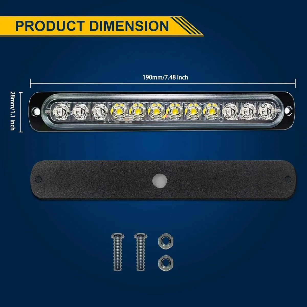 2pcs 7.5 Inch LED Strobe Warning Lights, White Red - Image 3