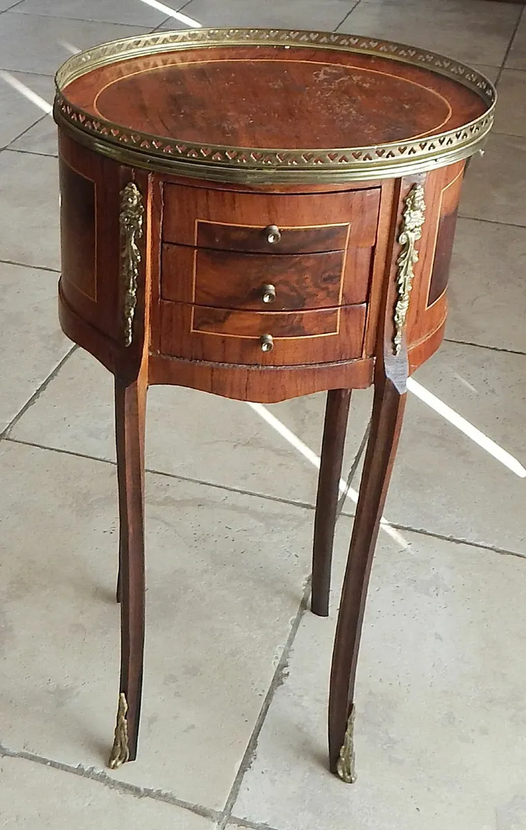 Vintage French Style 3 Drawer Side Table - Image 1