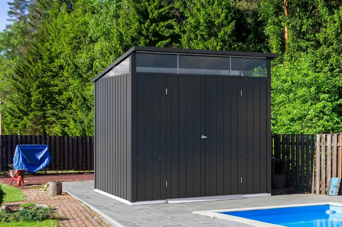 Palladium 8×6 Premium Metal Shed Silver or Grey - Image 1