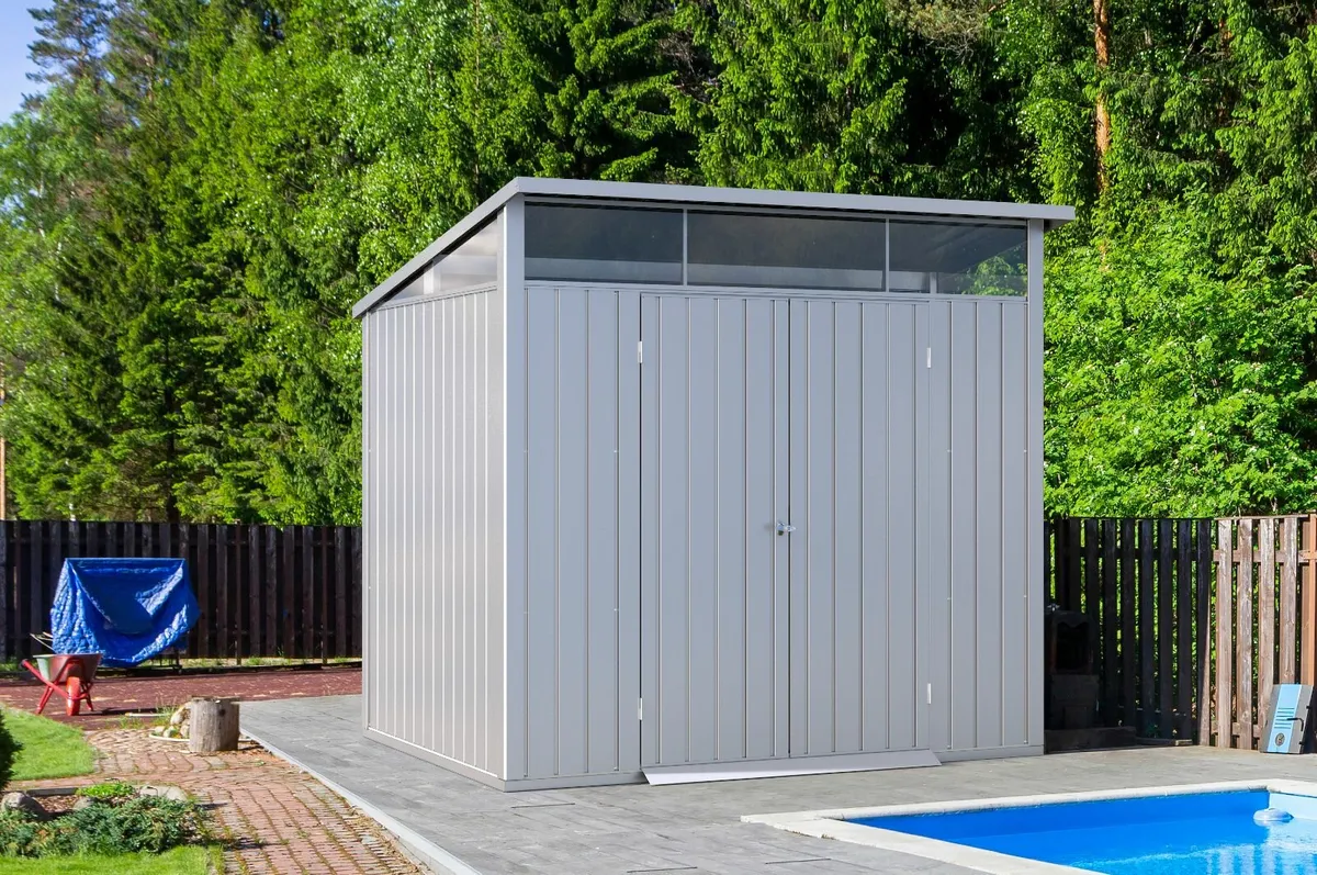 Palladium 8×6 Premium Metal Shed Silver or Grey - Image 2