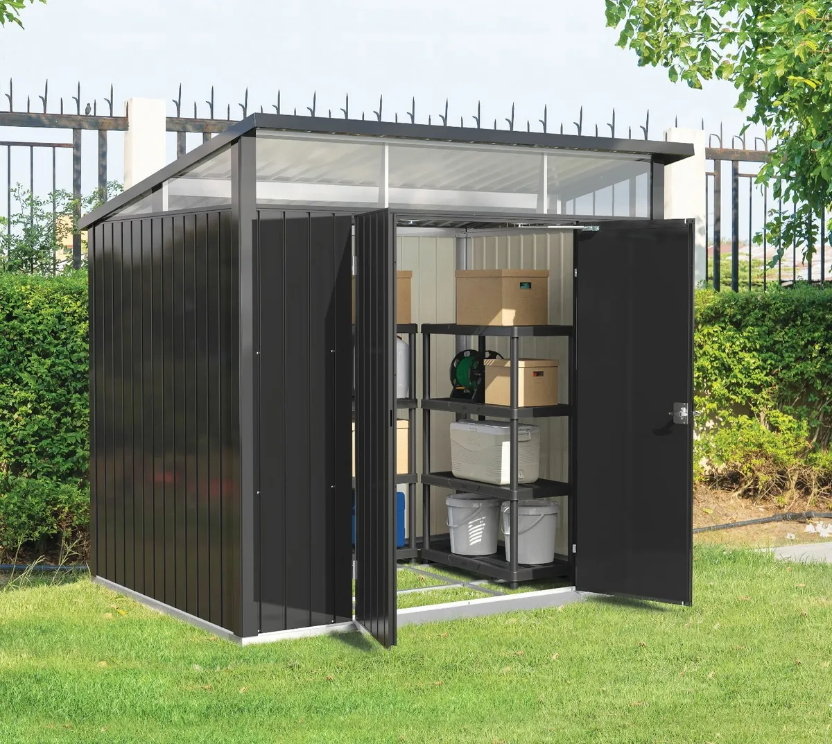 Palladium 8×6 Premium Metal Shed Silver or Grey - Image 3