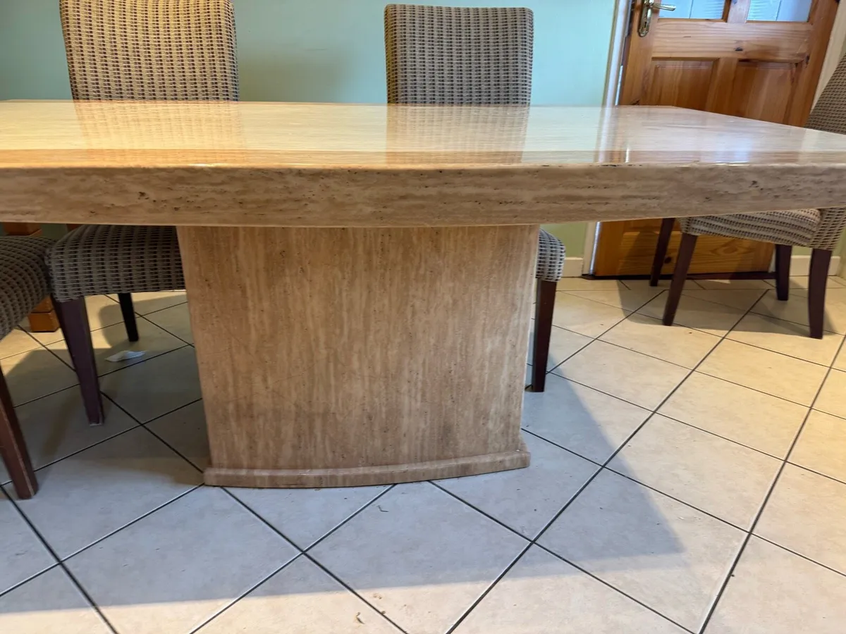 Cream and Tan Marble Kitchen Table - Image 3