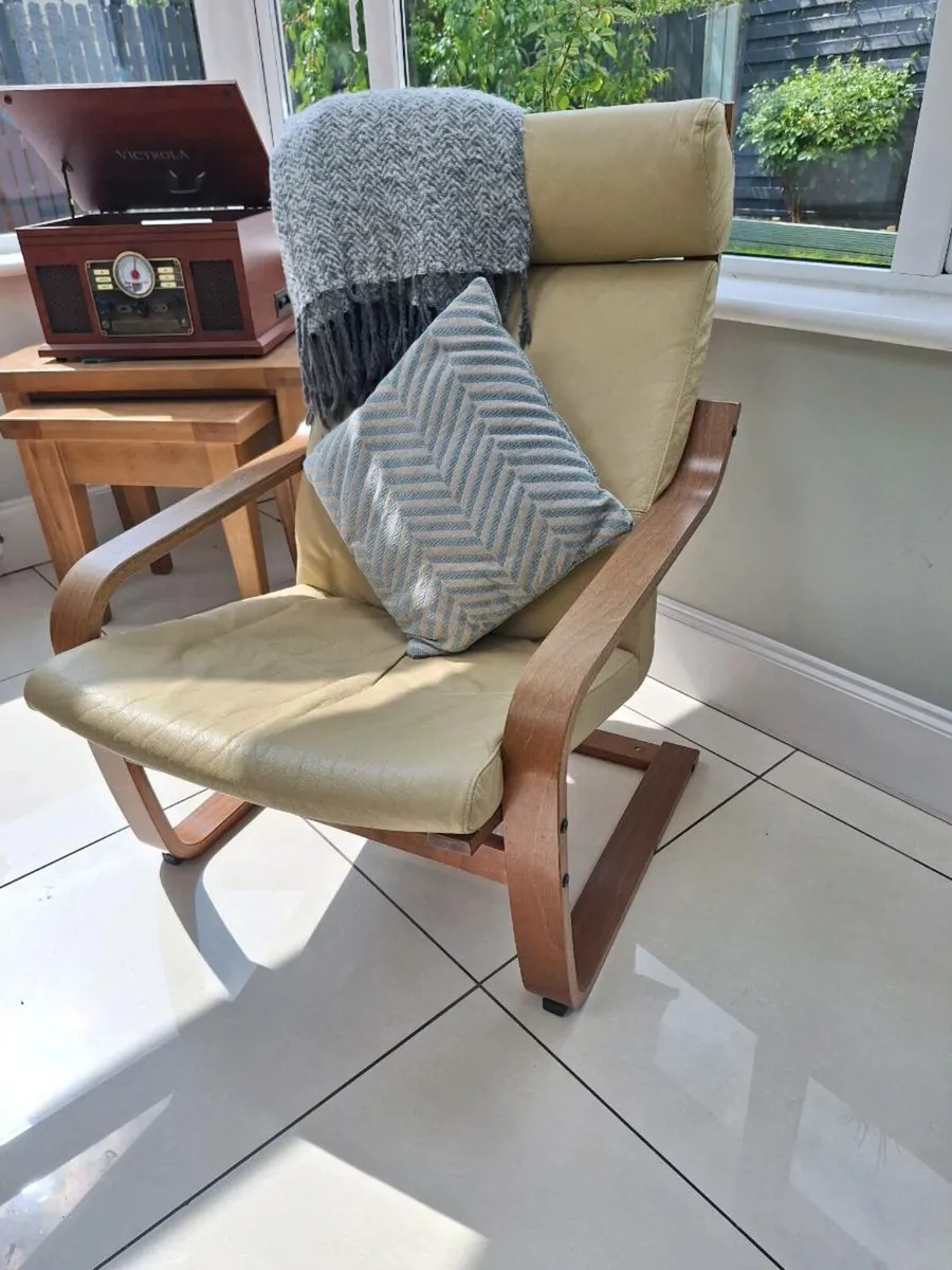 Leather Sun Lounger Chair + Footstool - Image 1