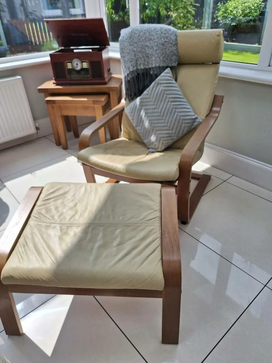 Leather Sun Lounger Chair + Footstool - Image 2