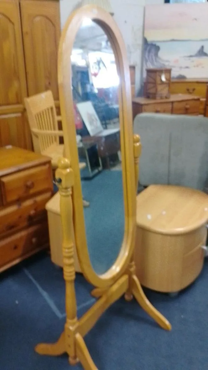 Modern Pine Cheval Bedroom Mirror