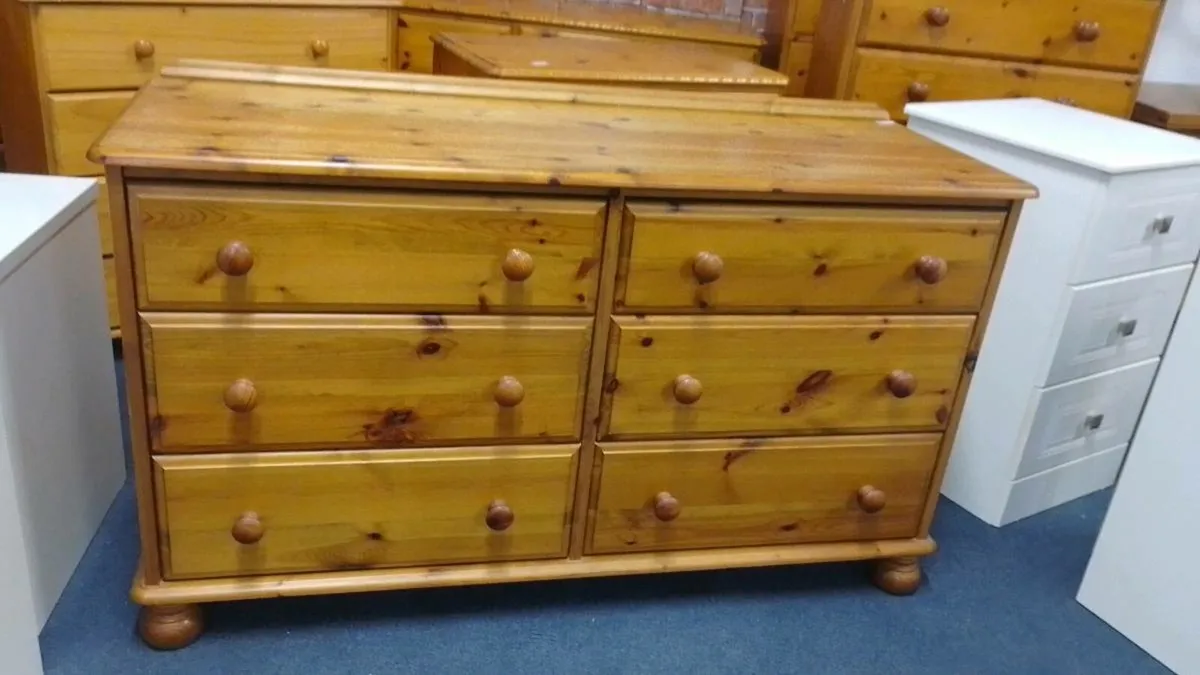 Large Solid Pine Double Chest Of Drawers - Image 1