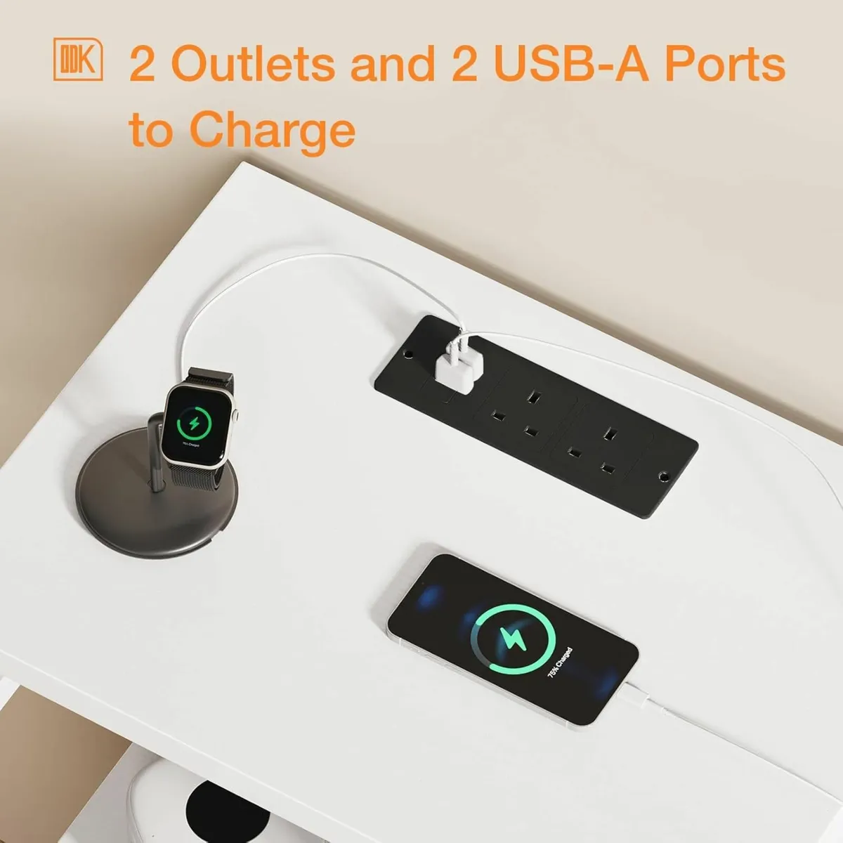 Chest of Drawers USB Sockets White Storage Dresser - Image 3