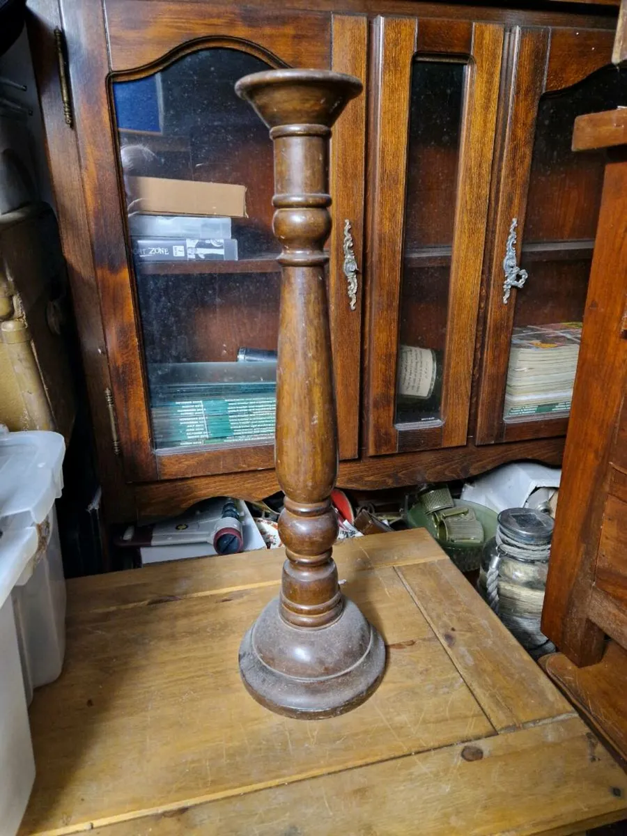Vintage Wooden Candle Holder - Image 1