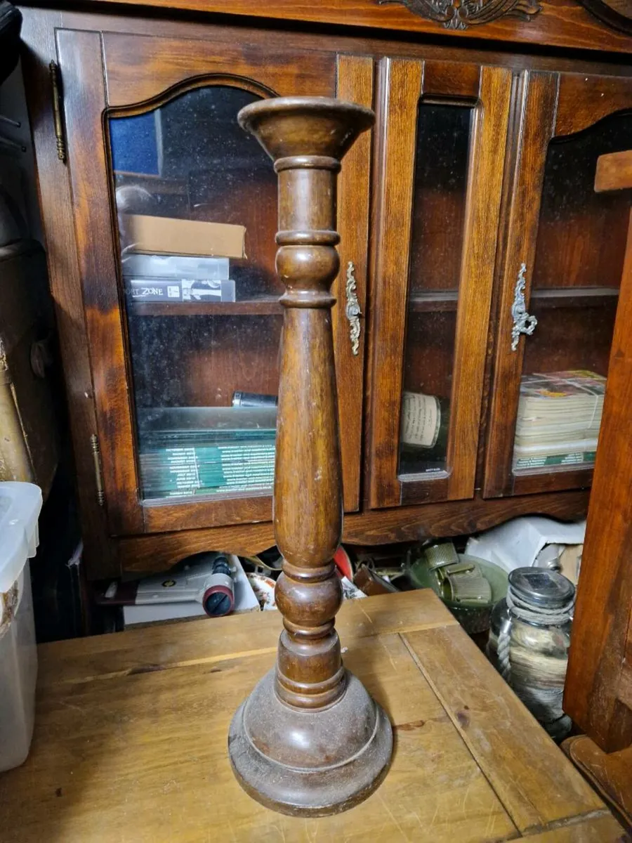 Vintage Wooden Candle Holder - Image 2