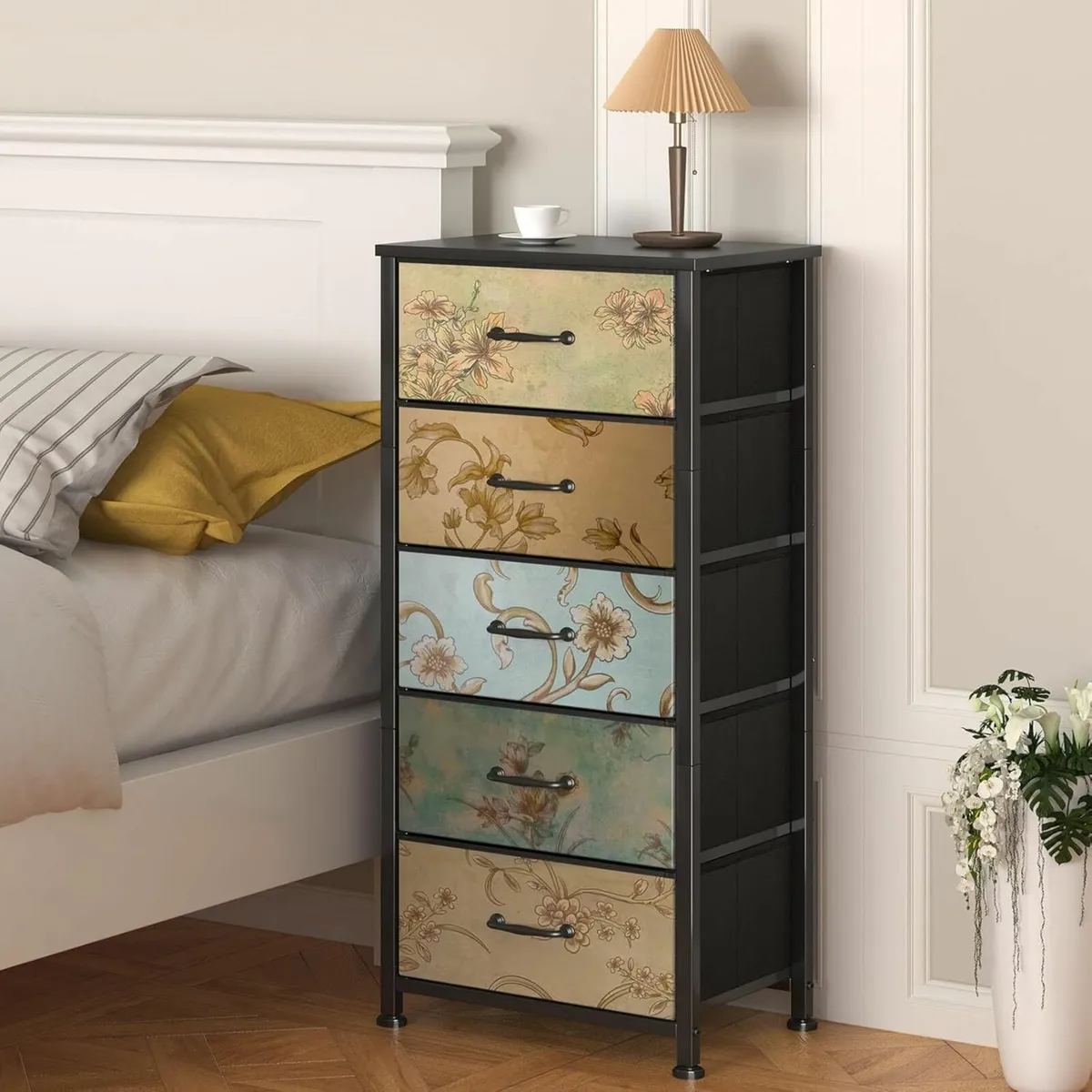 Chest of Drawers Drawers Flower Bedside Table - Image 1
