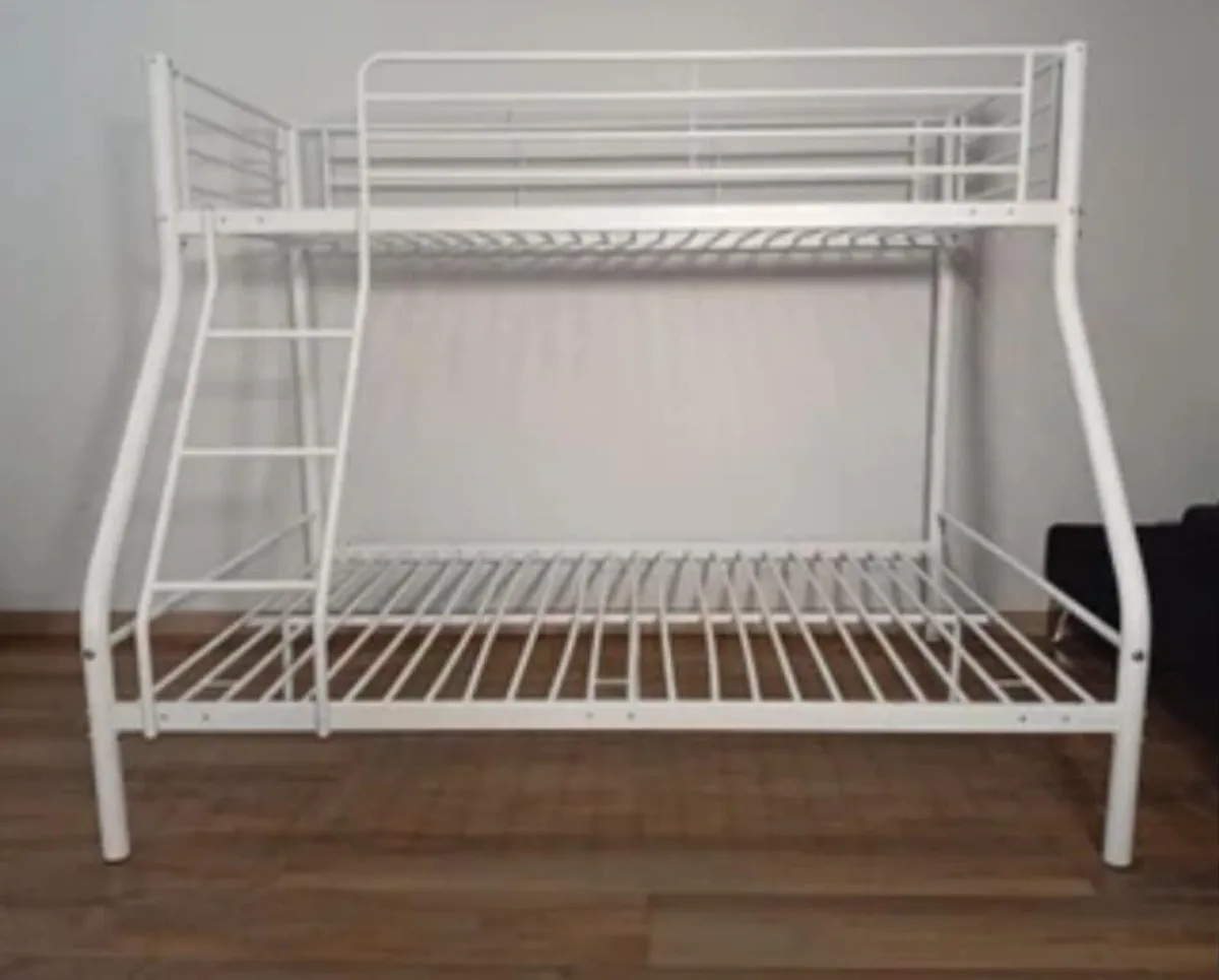 White steel bunk beds