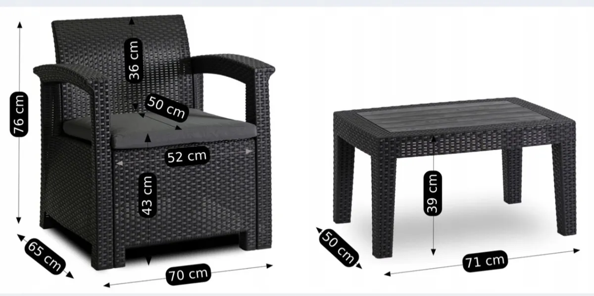Garden Furniture Sofa x2 Armchair Terrace Table Ga - Image 2