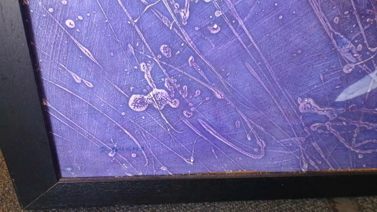 Large Signed Abstract Oil On Paper Painting - Image 3