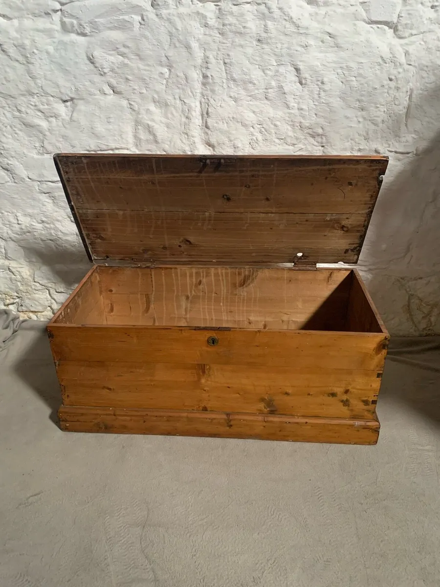 Antique Victorian pine trunk. - Image 1