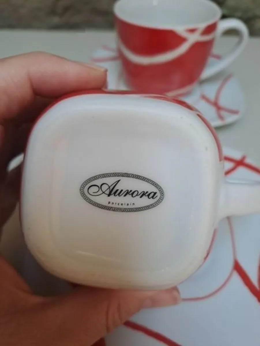 24 piece Retro tea set red and white - Image 4