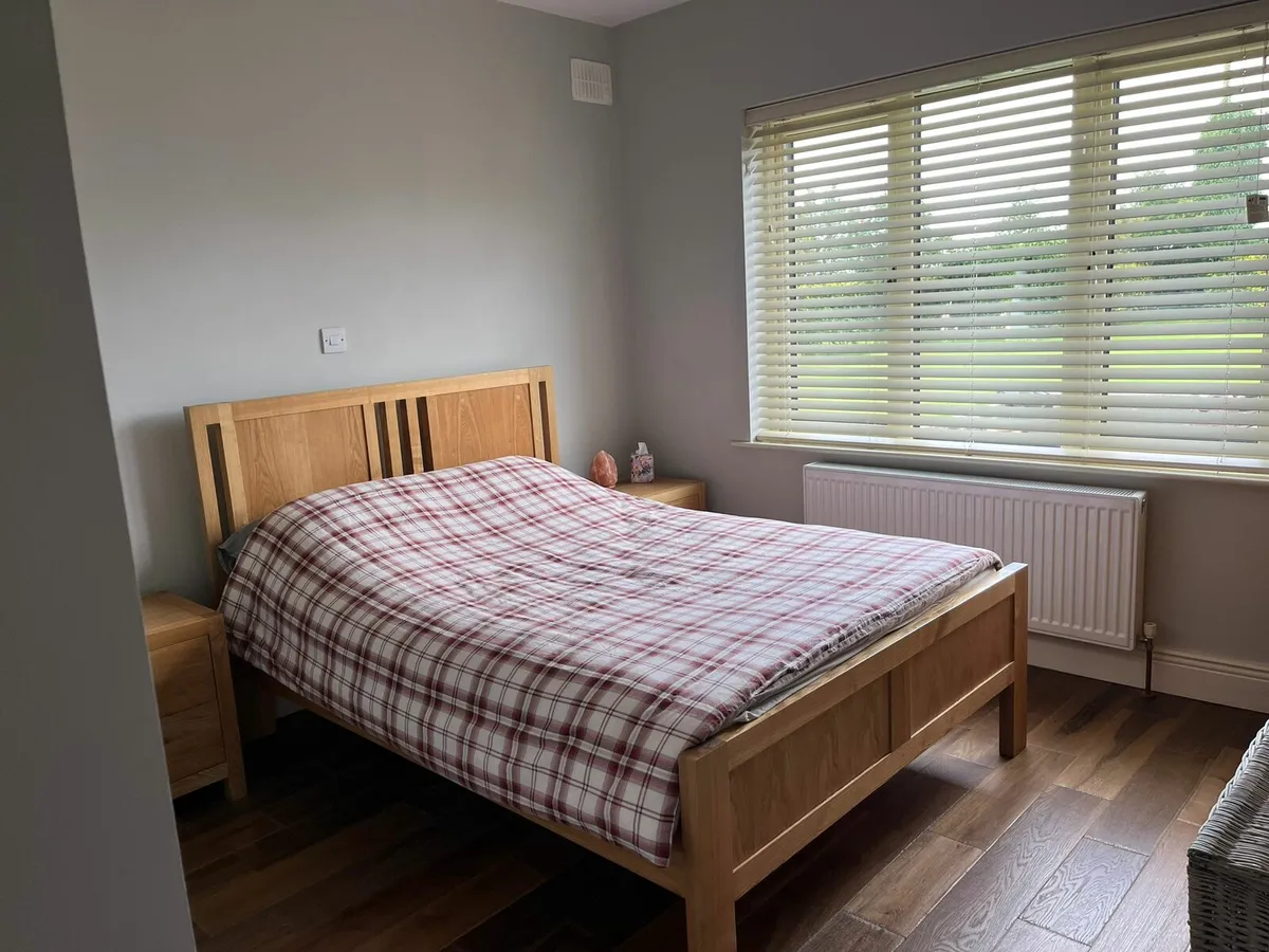 Oak Double Bed and lockers - Image 1