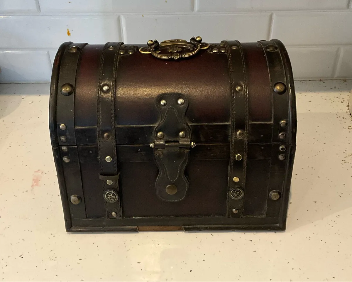 Vintage Wood/Leather Treasure Trunk - Image 3