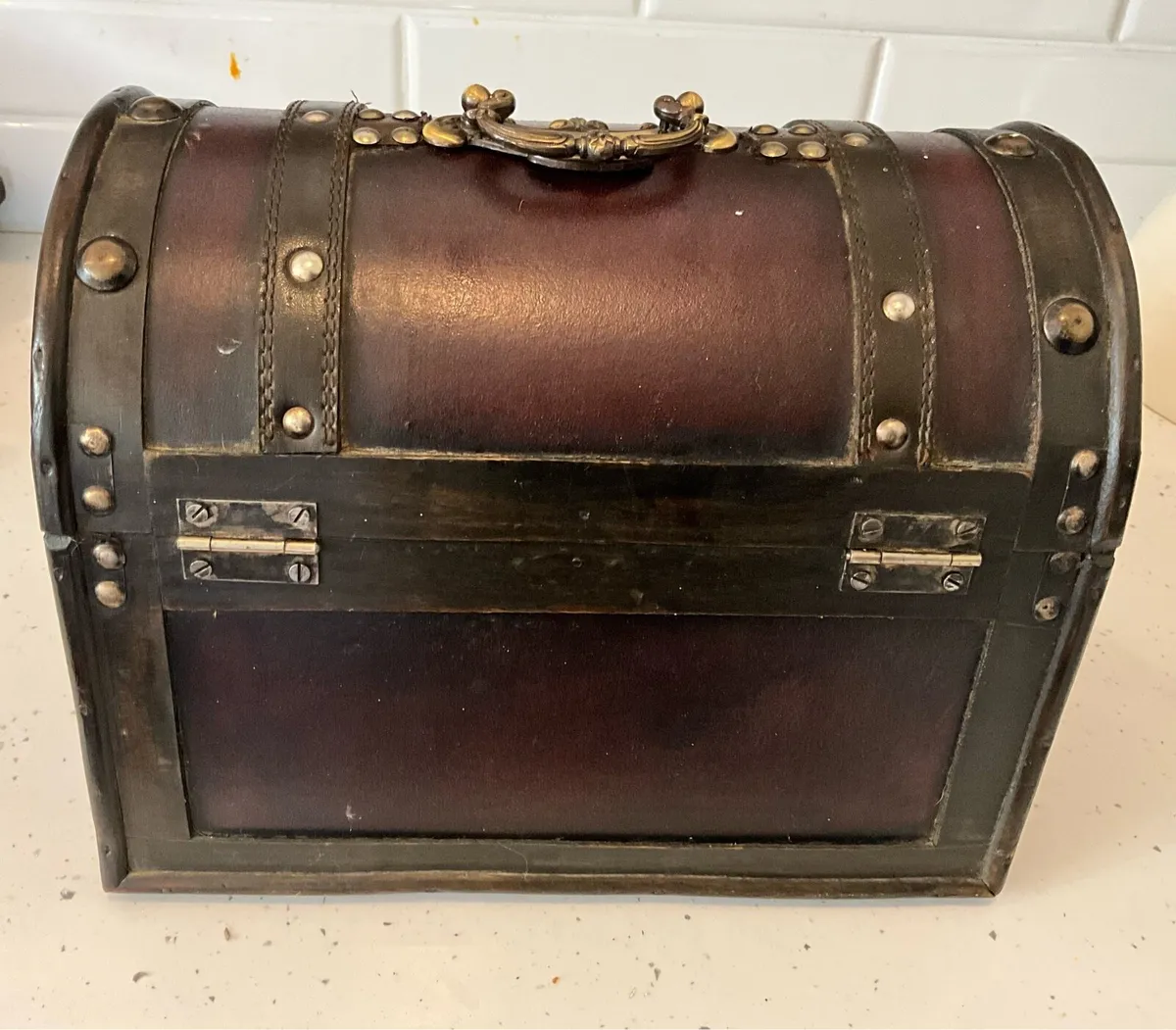 Vintage Wood/Leather Treasure Trunk - Image 4