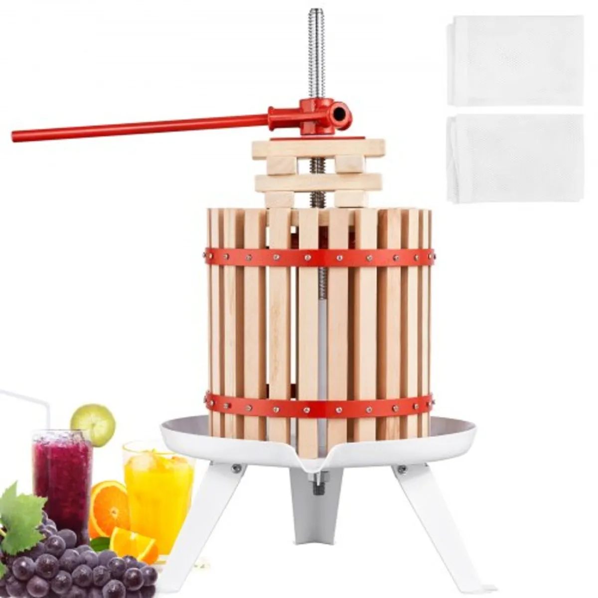 Fruit Wine Press, 1.6 Gallon/6L, Solid Wood Basket