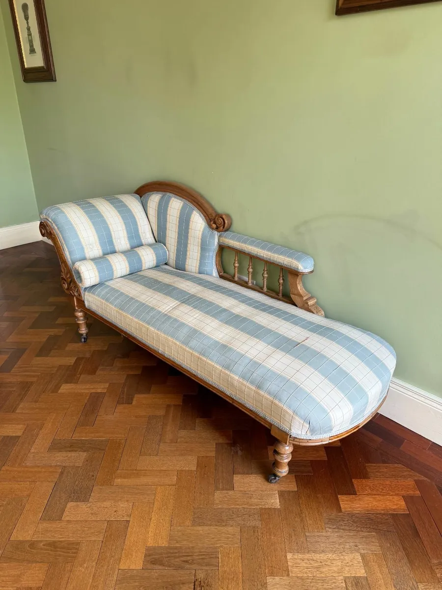Antique Victorian-Style Chaise Lounge & Armchairs - Image 2