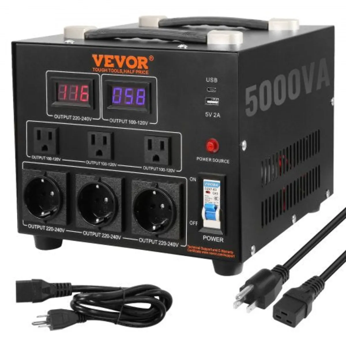 Voltage Converter Transformer, 5000W, Heavy Duty S