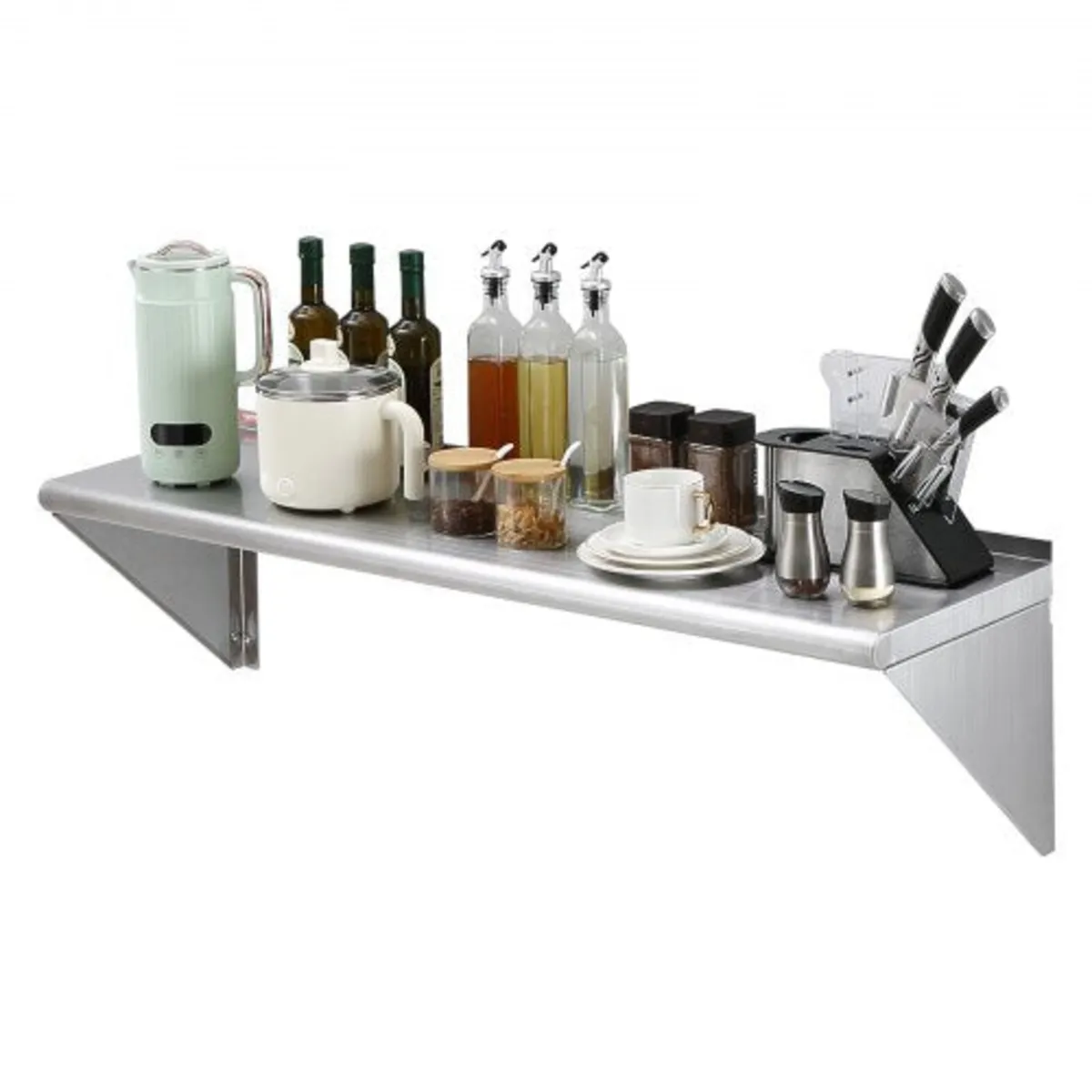 14" x 48" Stainless Steel Shelf, Wall Mounted Floa