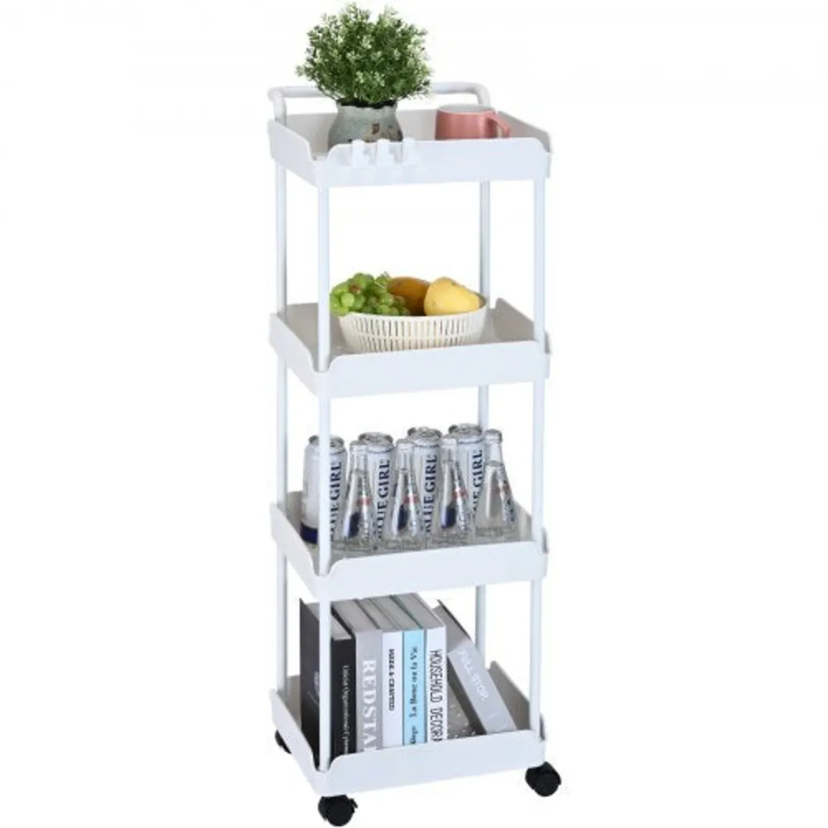 4-Tier Rolling Utility Cart, Kitchen Cart with Loc
