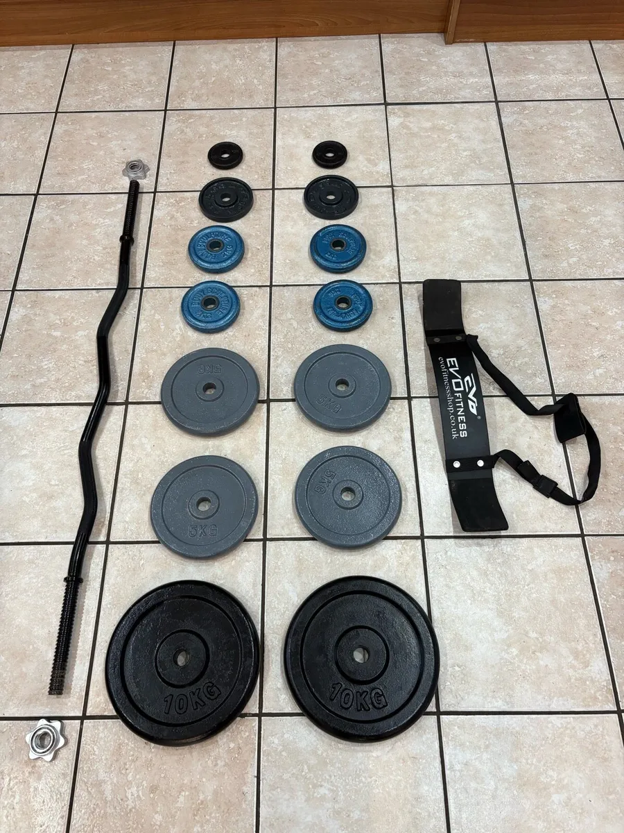 BICEP BLASTER BELT,  OVER 50KG WEIGHTS AND EZ BAR! - Image 1