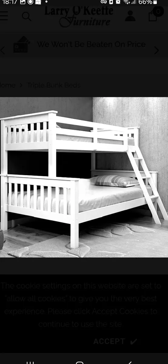 White Triple Sleeper Bunk Bed - Image 1