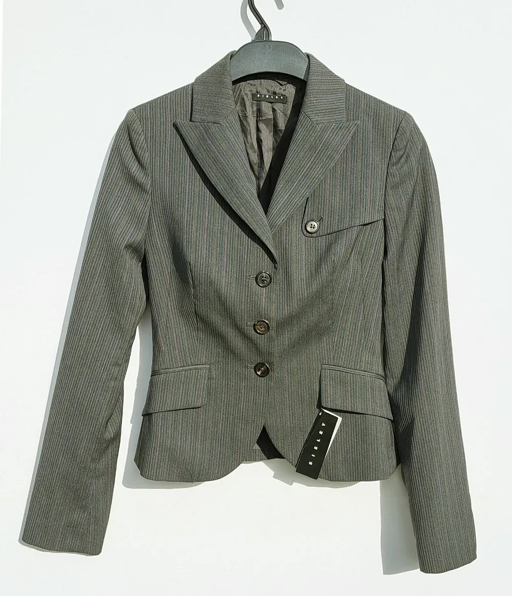 Sisley Women's Pinstripe Suit Jacket UK10 EU38 - Image 1