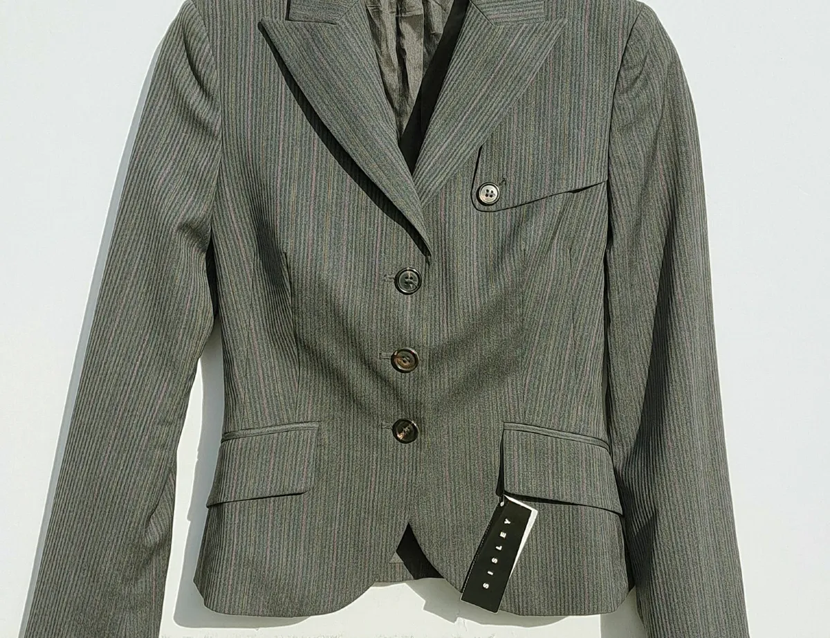 Sisley Women's Pinstripe Suit Jacket UK10 EU38 - Image 3