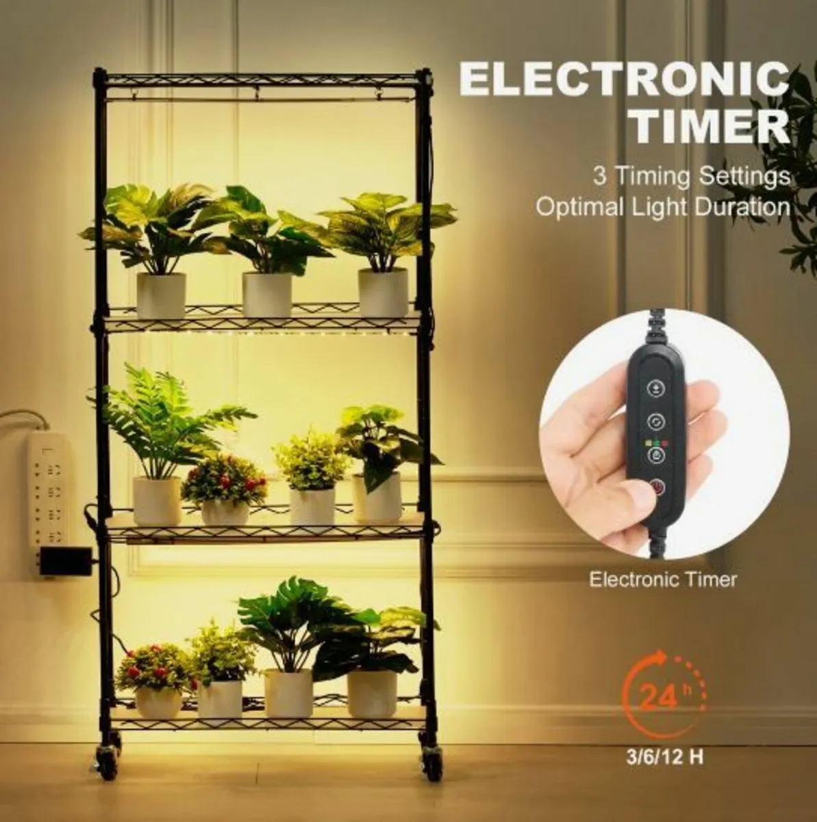 Plant Stand with Grow Lights 4 Tiers - Image 2