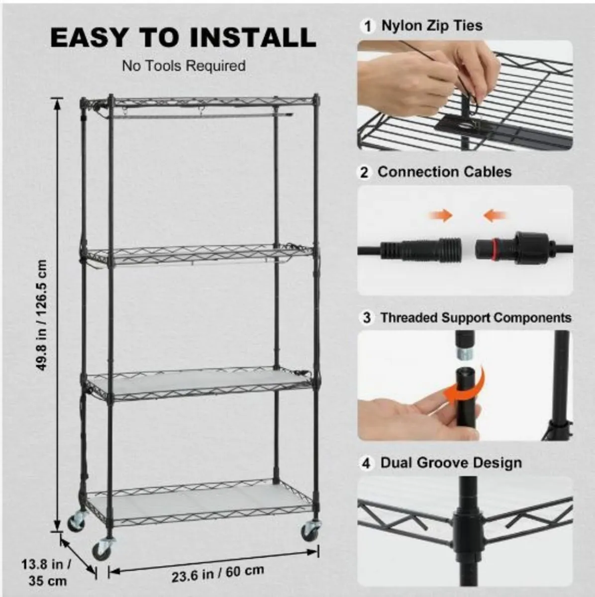 Plant Stand with Grow Lights 4 Tiers - Image 4